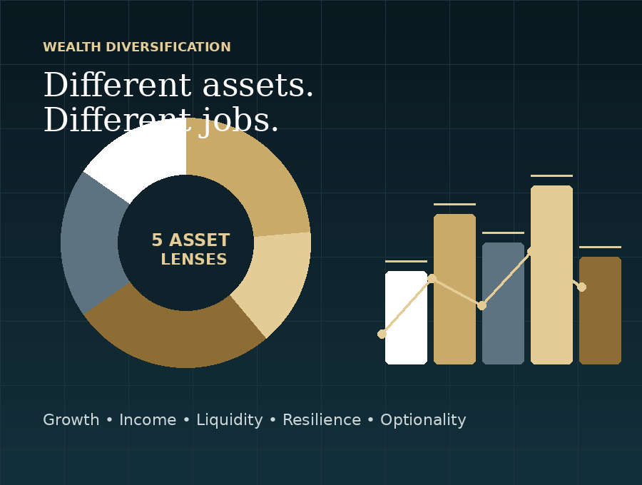 Illustration representing wealth diversification across multiple asset classes